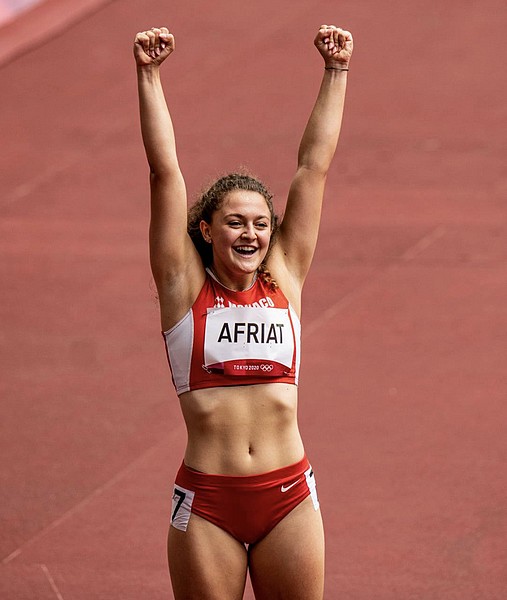 Charlotte AFRIAT joie arrivee World Athletics